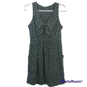Ventti Black Sleeveless Dress Floral Print With Pockets Size L